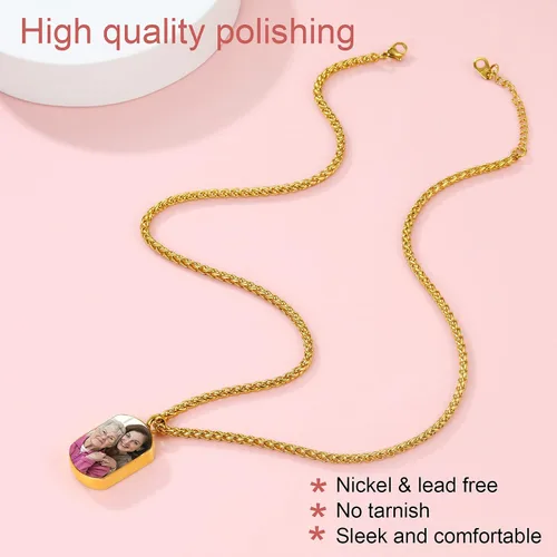 Vista 149 de FindChic Collares personalizados con urna para cenizas, barra vertical, gato, luna, reloj de arena, garra de perro, acero inoxidable, chapado en oro