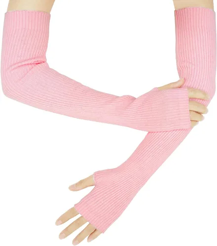 Vista 13 de Guantes cálidos de cachemira de brazo largo para mujer, guantes de invierno acogedores sin dedos, calentadores de brazos suaves, gran regalo