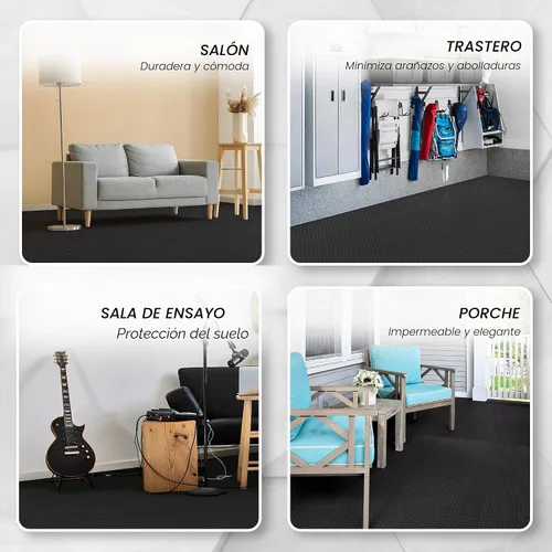 Vista 3 de Yes4All 24SQFT-120SQFT - Tapete de ejercicio de rompecabezas para gimnasio en casa, baldosas de espuma EVA entrelazadas con borde