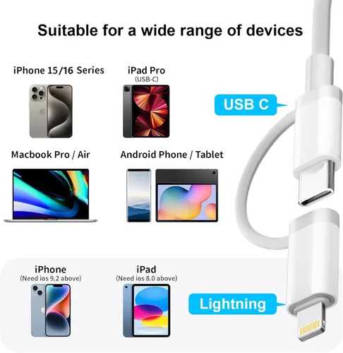 Vista 5 de Lector de tarjetas SD para iPhone, iPad Mac, USB C y Lightning Dual Connector Adaptador de cámara digital para iPhone, adaptador de tarjeta SD
