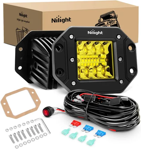 Vista 13 de Nilight Cápsulas de Luz LED de Montaje Empotrado 2PCS 42W Ámbar Blanco 3 Modos de Iluminación Luces Antiniebla Haz Combinado de Punto e Inundación