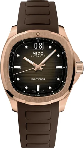 Vista 9 de MIDO Multifort TV Big Date - Reloj suizo automático para hombres - Caja de 40mm con respaldo transparente Verde sobre acero inoxidable