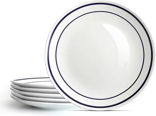 Vista 10 de YFWOOD Juego de 6 platos llanos de cerámica, platos de ensalada de 8 pulgadas, mesa redonda de porcelana contemporánea, adecuados para postres
