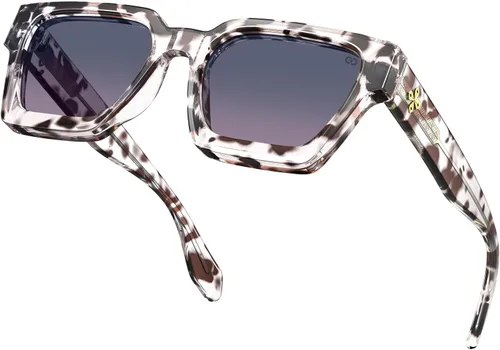 Vista 30 de VISOONE Moda 100% UV400 Protección Rectángulo TR90 Y2K Gafas de sol Accesorios para Mujeres Hombres RIVER, Transparente/Gris Rosa