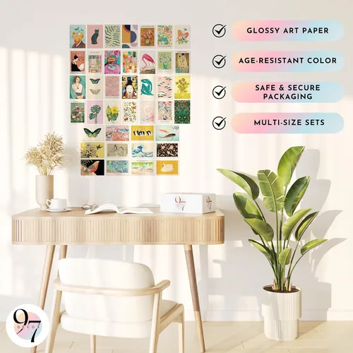 Vista 5 de 97 Decor Impresiones artísticas de pared eclécticas – 40 pequeños kit de collage de pared ecléctico para dormitorio de adolescentes y niñas