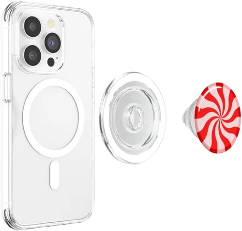 Vista 4 de PopSockets MagSafe PopGrip de caramelo de menta navideño para iPhone