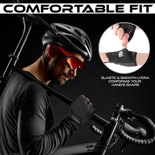 Vista 6 de WESTWOOD FOX Guantes de ciclismo de medio dedo, unisex, acolchados, para la palma de la mano, guantes de ciclismo de MTB para hombres y mujeres