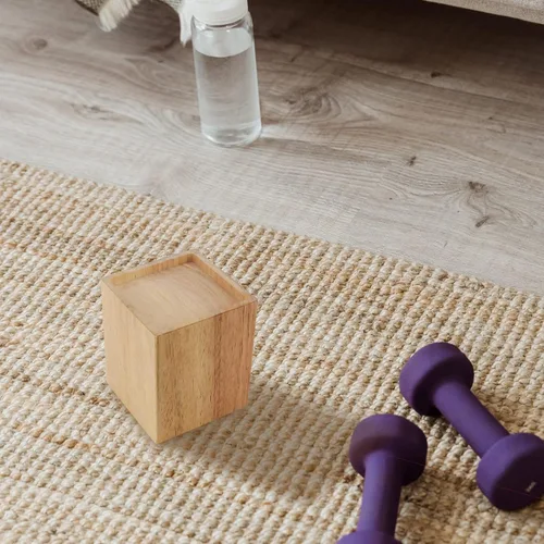Vista 6 de Paquete de 4 elevadores de madera de 4 pulgadas, elevadores de cama de madera resistente, elevadores cuadrados de madera maciza para sofá, mesa