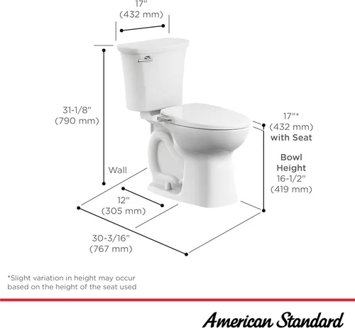 Vista 5 de American Standard 608AA002.020 Edgemere Inodoro de dos piezas con asiento de bidé y anillo de cera, parte delantera alargada, descarga a la derecha
