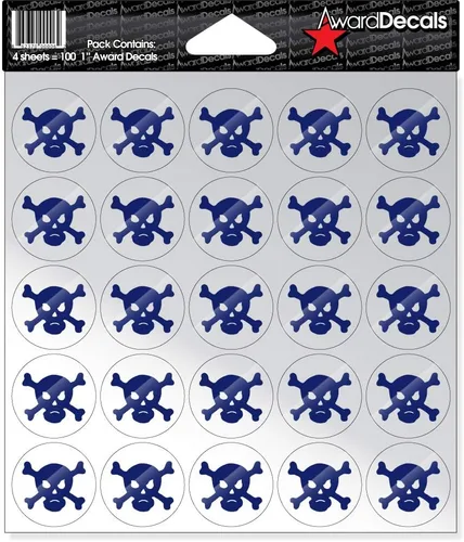 Vista 6 de Award Decals Cráneo y hueso cruzado (negro sobre transparente)