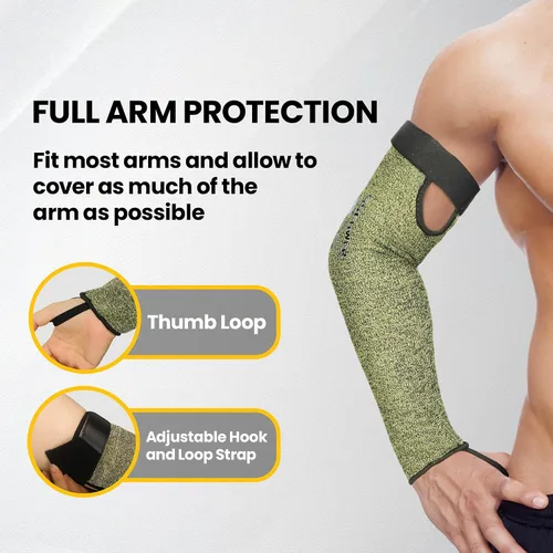 Vista 5 de Schwer CORE Mangas de Protección para Brazo S081, Mangas Resistentes a Cortes ANSI A5 con Orificio para el Pulgar, Manga de Soldadura Resistente a