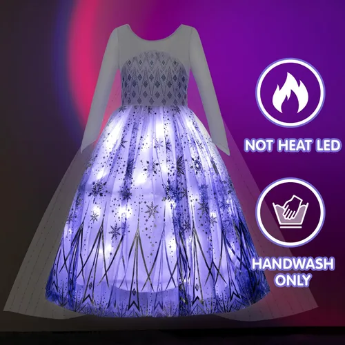 Vista 3 de UPORPOR Princess Costume for Girls, RGB LED Light Up Syncs Music App Control, Toddler Princess Dress Up Halloween Costume