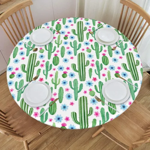 Vista 19 de Famame Beautiful Bloom - Mantel redondo ajustable con borde elástico, impermeable, con borde elástico, para interiores y exteriores, se adapta a