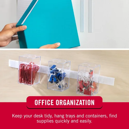 Vista 3 de VELCRO Brand – Sujetadores de gancho y bucle con respaldo adhesivo de 30 pies – Cinta adhesiva permanente para despegar y pegar mantiene organizadas