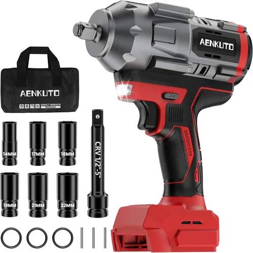 Vista 9 de Llave de impacto inalámbrica para batería Makita de 18 V, 1500 Nm (1106 pies-libras) pistola de impacto sin escobillas de 1/2 pulgada, luz
