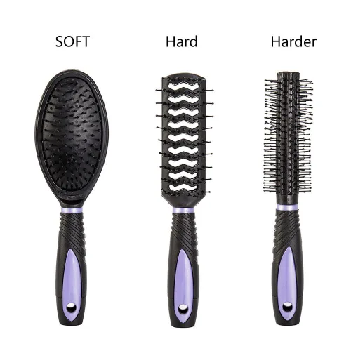 Vista 8 de Juego de 5 peines de pelo profesionales para salón de belleza, juego de brochas de peluquería para peluquería, espejo y soporte, kit de peine