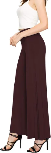 Vista 98 de Made By Johnny Pantalones palazzo elásticos de pierna ancha para mujer, lisos, casuales, cómodos