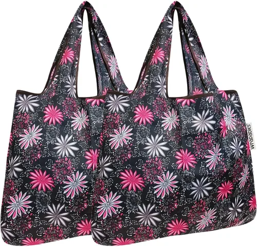 Vista 47 de allydrew Bolsa plegable de nailon para comestibles reutilizable (Set de 2), Ballenas Azules