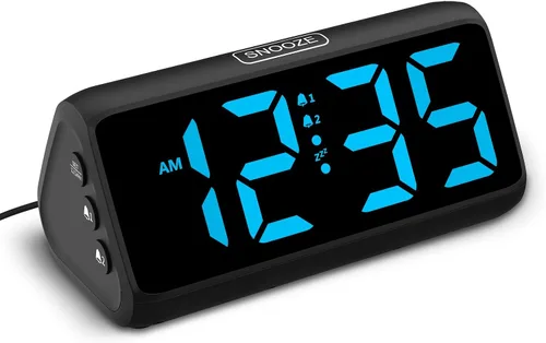 Vista 8 de Reloj despertador Netzu extra fuerte para personas que duermen pesadas, relojes despertador RGB para dormitorios para adultos mayores y niños, reloj