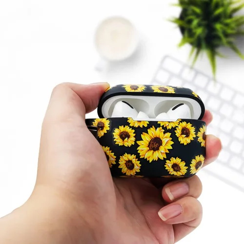 Vista 6 de Funda para AirPods Pro 2 de silicona suave - Funda con estampado floral para el segundo estuche de carga de Apple AirPod Pro - Protector con llavero