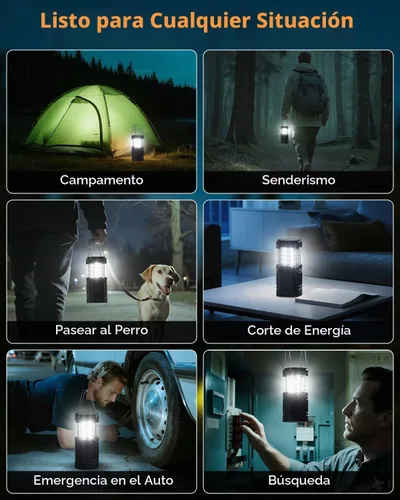 Vista 6 de Linterna solar para camping, paquete de 4, linterna LED recargable