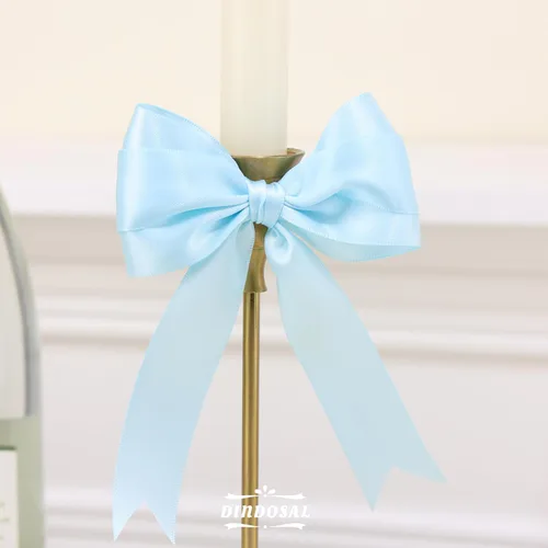 Vista 7 de Cinta de satén azul claro de 1 pulgada, cinta de seda de doble cara para bodas, ramo de novia, decoraciones de Navidad, manualidades, envoltura