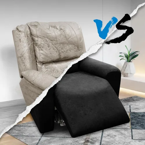 Vista 81 de Fundas para Sillón de 2 Piezas con Cojín en T, Fundas de Aspecto de Cuero para Sofá, Fundas para Sillas, Protector de Muebles Elástico, Funda
