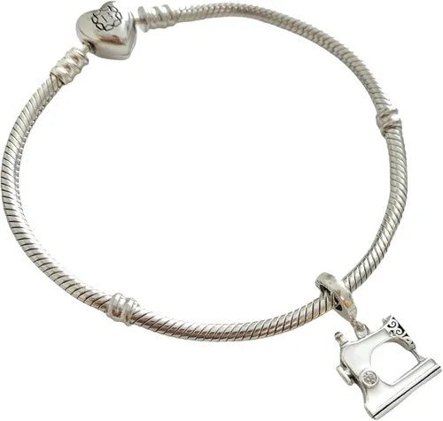Vista 2 de BOLENVI Abalorio de plata de ley 925 para máquina de coser blanca para pulseras o collares similares Plata esterlina Sin gemas