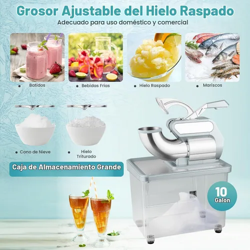 Vista 3 de Máquina de cono de nieve ARLIME, máquina de hielo afeitada comercial de 660 LBS/H 300W Plateado