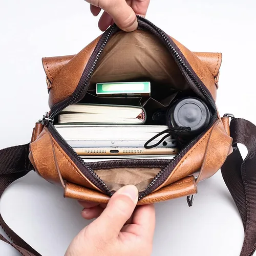 Vista 3 de Bolsa de mensajero para hombre bolsa de hombro cruzada de piel sintética bolsa de viaje para hombre bolsa de viaje casual bolsa de mano