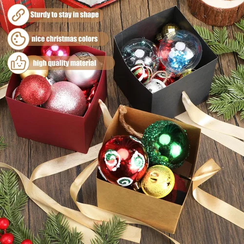 Vista 3 de Zhanmai 30 cajas de regalo pequeñas con tapas, cajas de regalo de Navidad cuadradas de 4 pulgadas con cinta dorada, embalaje, cajas de favor