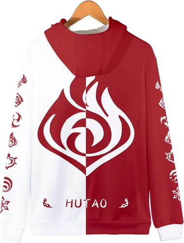 Vista 2 de SIAOMA Genshin Impact - Chaqueta con capucha y cremallera unisex con cordón 3D