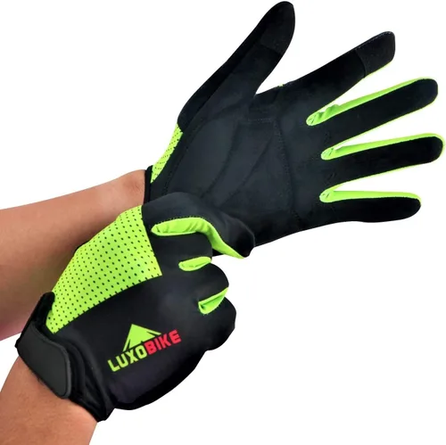 Vista 5 de LuxoBike Guantes de ciclismo para mujer, ligeros, transpirables, absorben los golpes, con pantalla táctil, guantes deportivos para hombre
