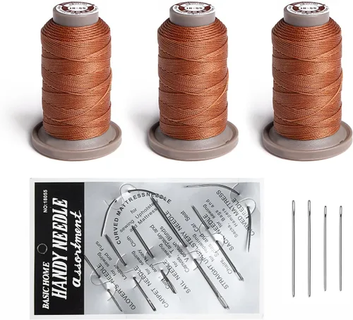 Vista 10 de WUTA Juego de agujas de coser a mano de hilo encerado, suministros de costura de cuero para tapicería del hogar, bolsas de lona de cuero, sofá