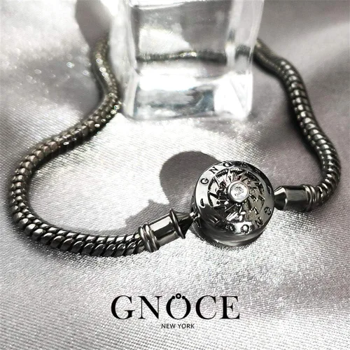 Vista 2 de GNOCE Pulsera de plata de ley bañada en oro rosa y oro rosa con cierre