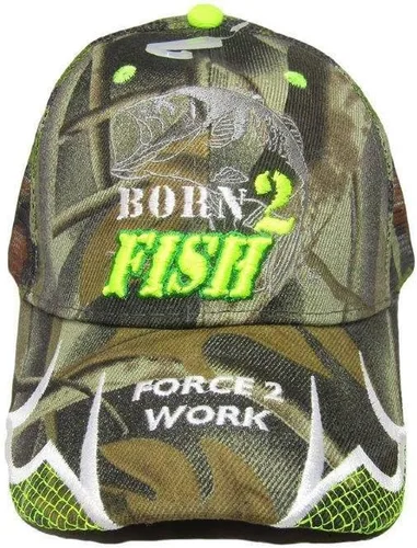 Vista 2 de Born 2 (a) Fish Forced 2 Work MESH Camo Camo Gorra Sombrero Bordado, Multi