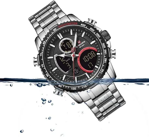 Vista 3 de NAVIFORCE Reloj analógico digital para hombre cronógrafo resistente al agua deportivo cuarzo relojes de negocios de acero inoxidable multifuncional