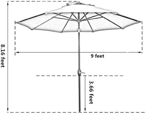 Vista 4 de Sunnyglade Sombrilla de mesa de patio de 9 pies para exteriores con 8 varillas resistentes (rojo) 18 pulgadas, 30.2 libras, base de sombrilla