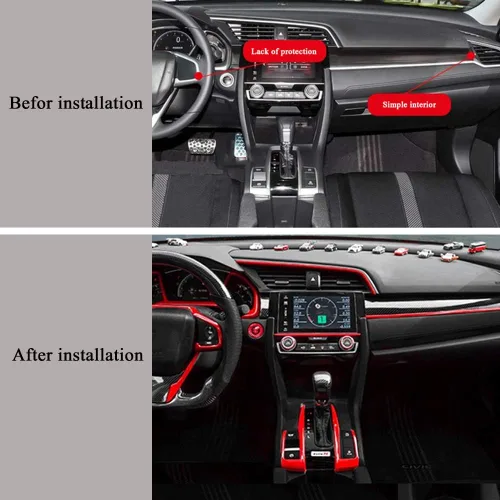 Vista 4 de XITER Panel de engranajes de fibra de carbono y plástico ABS, decoración de caja de cambios, accesorios para Honda 10th Civic 2016 2017 2018 2019