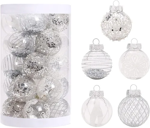 Vista 11 de 25 bolas de Navidad de 2.4 pulgadas, adornos surtidos para árbol de Navidad, inastillables, mini esferas colgantes para Navidad, vacaciones, bodas