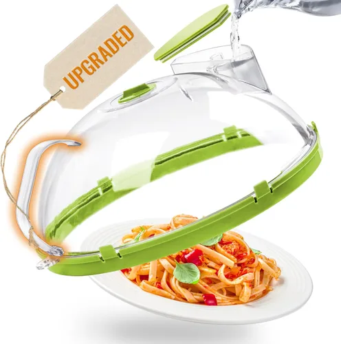 Vista 8 de Cubierta de salpicaduras de microondas para alimentos, cubierta de microondas mejorada con vaporizador de agua, mango integrado, cubiertas