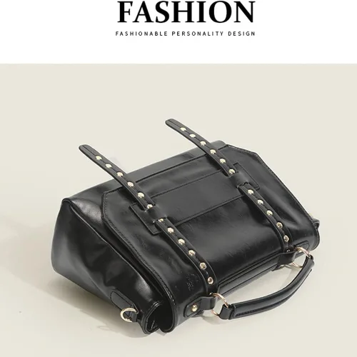 Vista 7 de Downupdown Bolso de mensajero vintage para mujer, bolso de cuero de cera de aceite, bolso de hombro con asa superior, bolso cruzado