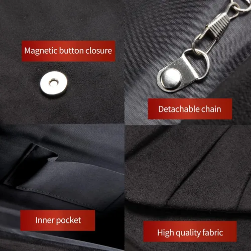 Vista 6 de BBjinronjy Bolso de mano para mujer, bolso de noche para mujer, bolso de noche con cadena desmontable para boda, graduación, gamuza sintética