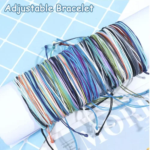 Vista 3 de Pulseras de cuerda para mujer, pulseras impermeables de verano, trajes para mujer, pulseras de surf de ola, pulseras de tobillo ajustables, pulseras