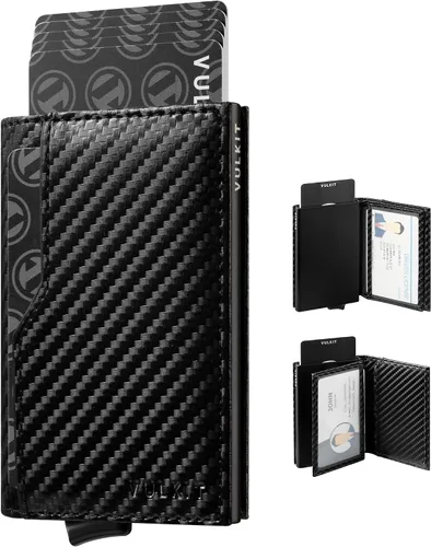 Vista 10 de Cartera con tarjetero VULKIT con bloqueo RFID, diseño minimalista, con ventanas dobles para identificación, cartera desplegable para 12 tarjetas