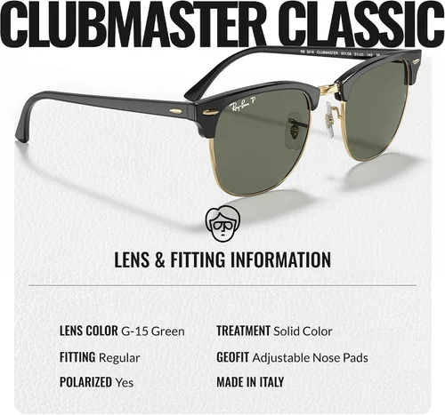 Vista 24 de Ray-Ban RB3016 CLUBMASTER CLASSIC - Gafas de sol de forma cuadrada con kit oficial de gafas