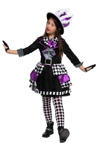 Vista 5 de Spooktacular Creations Disfraz de sombrero loco oscuro para niñas para fiesta de Halloween