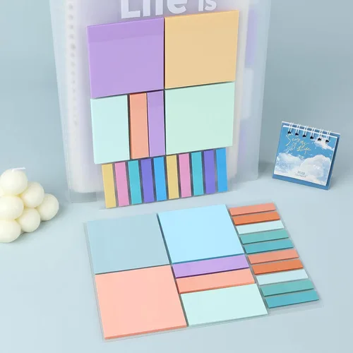 Vista 5 de Temiary 500 hojas de notas adhesivas transparentes de color macarrón de 3 x 3 pulgadas, impermeables Bloc de notas transparente, pestañas de libro