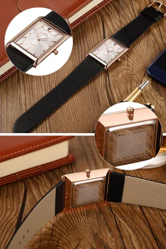 Vista 5 de Reloj de pulsera de cuarzo clásico con esfera rectangular ultrafina de 0.276 in para hombre
