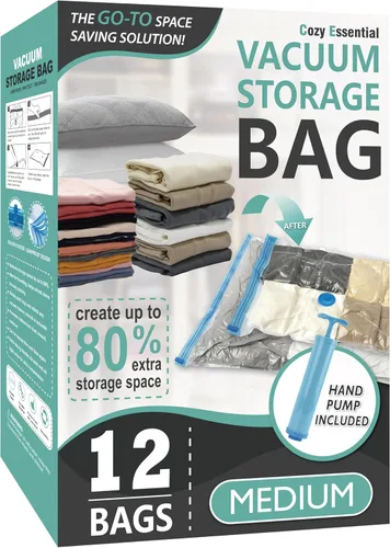 Vista 14 de Cozy Essential Vacuum Storage Bags, 80% Compression Vacuum Seal Space Saver Plastic Packaging Bags for Clothes, Blankets, Pillow, Bedding